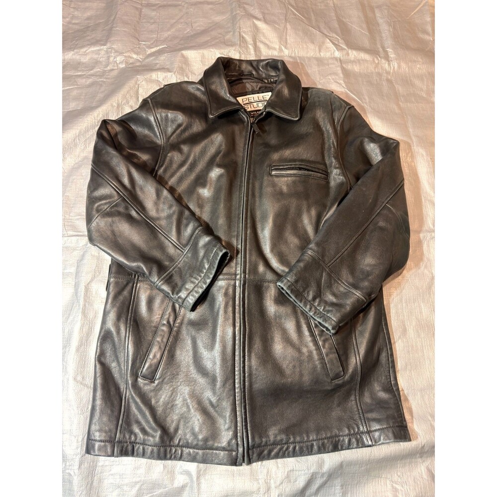Vintage Wilsons Leather Pelle Studio Jacket Mens M Black Thinsulate Zip Coat Y2K